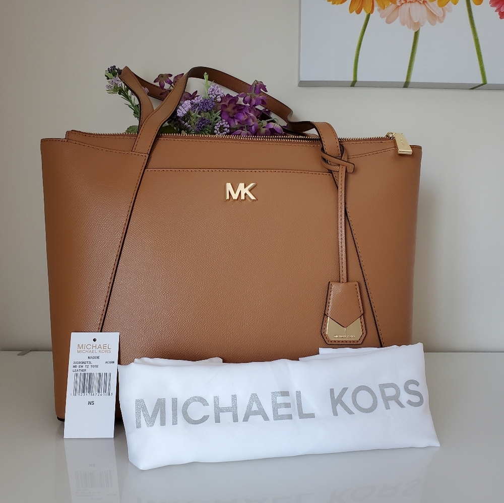 Michael Kors Tan Leather Tote with Gold Hardware